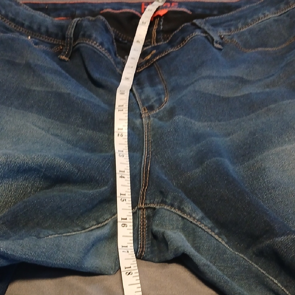 YMI Dark Blue Flare Jeans with Orange Accents - Picture 5 of 7